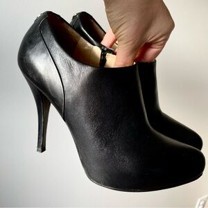 Ivanka Trump Elegant Black Leather High Heel Booties